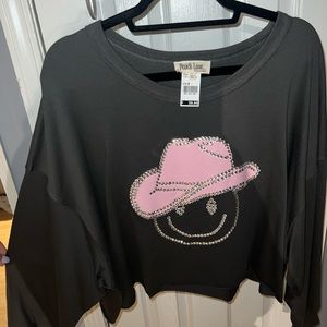 Peach love rhinestone cowgirl sweatshirt